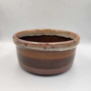 Vintage Brown Glaze Pottery Dish Bowl